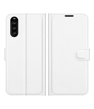 Wit Lychee Wallet Bookcase Hoesje Sony Xperia 10 III