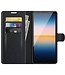Zwart Lychee Wallet Bookcase Hoesje voor de Sony Xperia 10 III