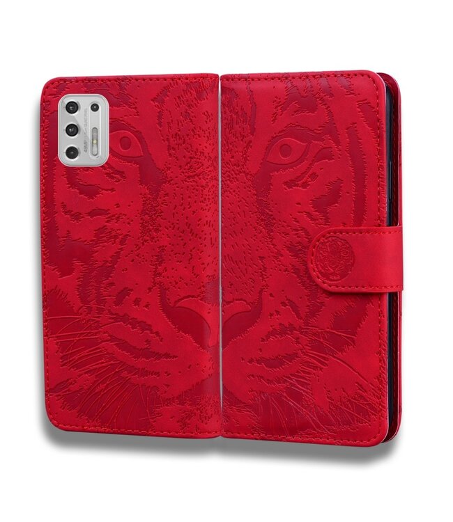 Rood Tijger Bookcase Hoesje voor de Motorola Moto G Stylus (2021)