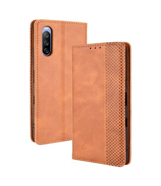 Bruin Vintage Wallet Bookcase Hoesje Sony Xperia 10 III