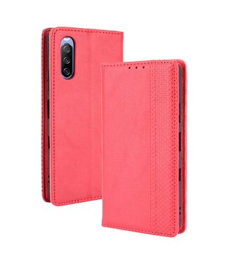 Rood Vintage Wallet Bookcase hoesje Sony Xperia 10 III