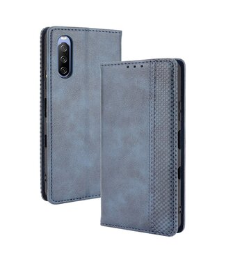 Blauw Vintage Wallet Bookcase Hoesje Sony Xperia 10 III