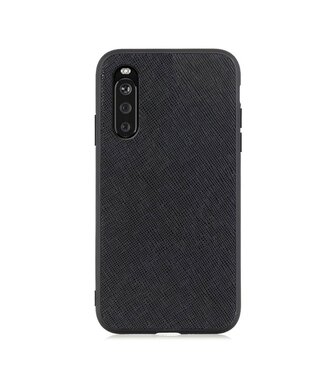 Zwart Genuine Lederen Hardcase Hoesje Sony Xperia 10 III