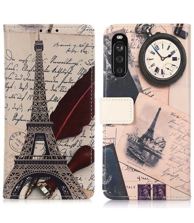 Eiffeltoren En Pen Bookcase Hoesje voor de Sony Xperia 10 III