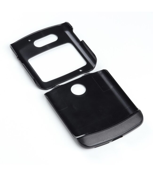 Zwart Lederen Hardcase Hoesje voor de Motorola Razr 5G