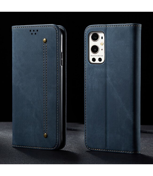 Blauw Jeans Bookcase Hoesje voor de OnePlus 9 Pro