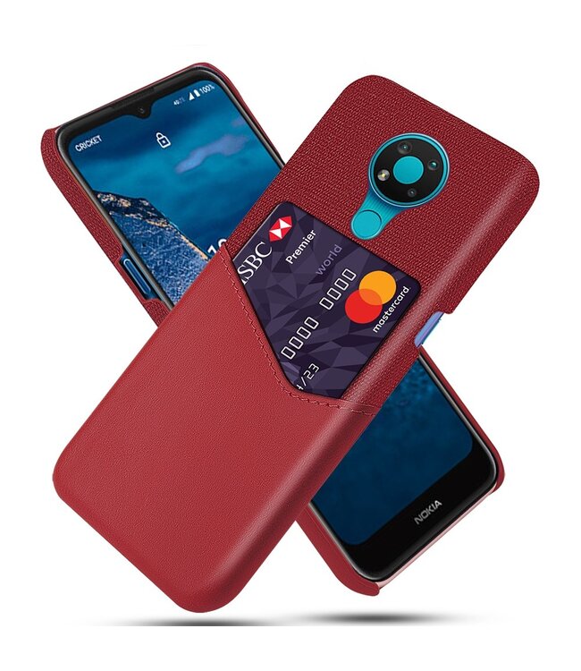 Ksq KSQ Rood Pasjeshouder Faux Lederen Hoesje voor de Nokia 3.4