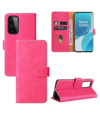 Roze Effen Bookcase Hoesje OnePlus 9 Pro