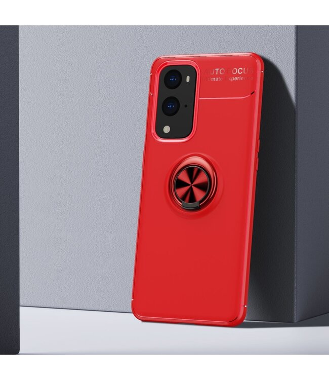 Rood Ring Kickstand TPU Hoesje voor de OnePlus 9 Pro