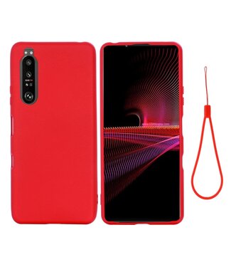 Rood Bandje Siliconen Hoesje Sony Xperia 1 III