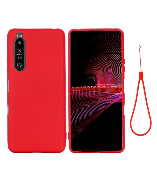 Rood Bandje Siliconen Hoesje voor de Sony Xperia 1 III