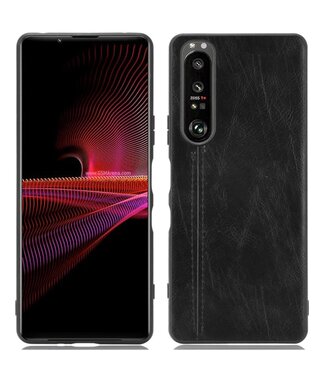 Zwart Lychee Faux Lederen Hoesje Sony Xperia 1 III