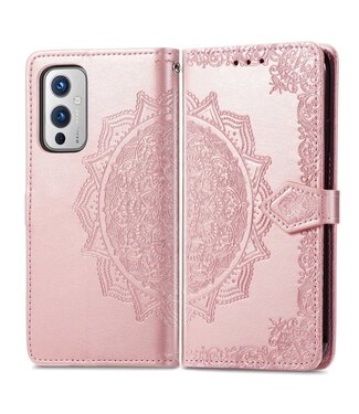 Rosegoud Mandala Bookcase Hoesje OnePlus 9