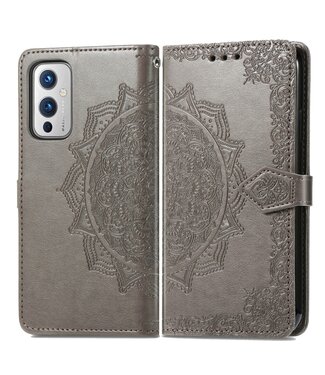 Grijs Mandala Bookcase Hoesje OnePlus 9