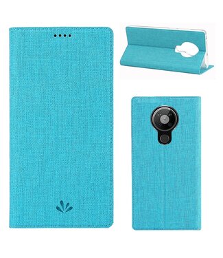 Vili DMX Blauw Cross Textuur Bookcase Hoesje Nokia 5.3