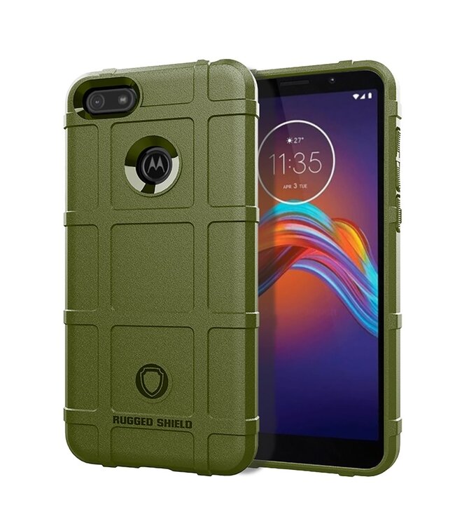 Legergroen Grid TPU Hoesje voor de Motorola Moto E6 Play