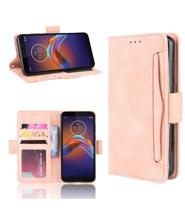 Roze Pasjeshouder Bookcase Hoesje voor de Motorola Moto E6 Play