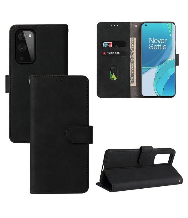 Zwart Bookcase Hoesje voor de OnePlus 9