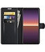 Zwart Lychee Bookcase Hoesje voor de Sony Xperia 1 III