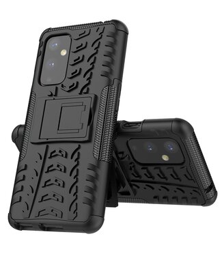 Zwart Banden Profiel Kickstand Hybrid Hoesje OnePlus 9