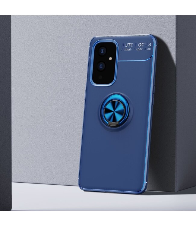 Blauw Ring Kickstand TPU Hoesje voor de OnePlus 9