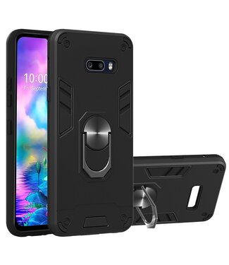 Zwart 2 in 1 Ring Kickstand TPU Hoesje LG G8X ThinQ