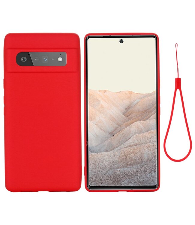 Rood Bandje Siliconen Hoesje voor de Google Pixel 6 Pro