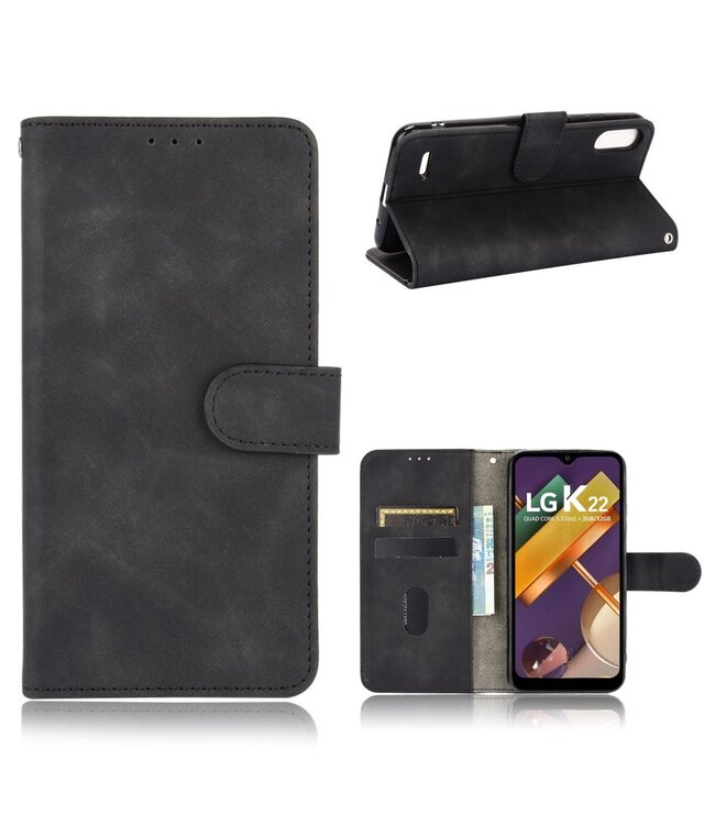 Zwart Skin Touch Bookcase Hoesje voor de LG K22
