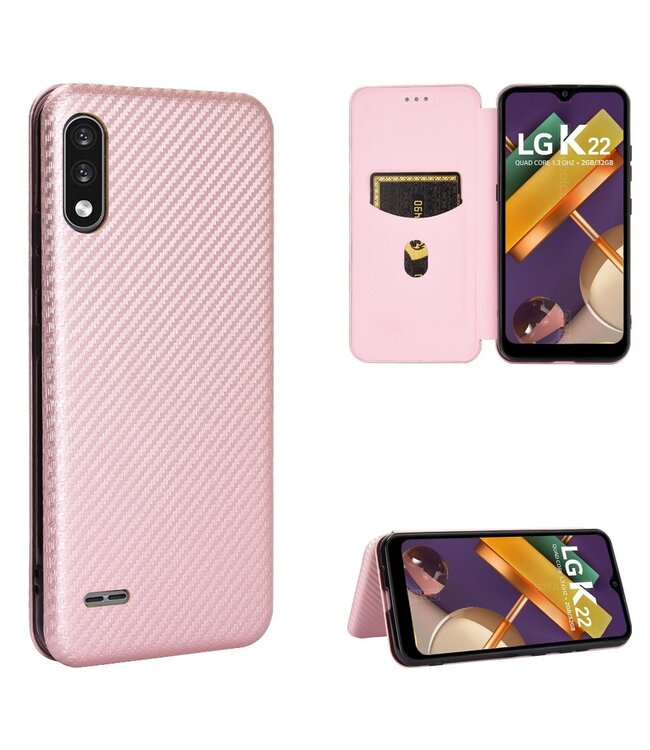 Rosegoud Carbon Hardcase Hoesje voor de LG K22