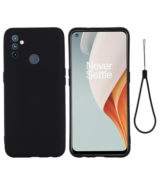 Zwart Bandje Siliconen Hoesje OnePlus Nord N100