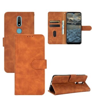 Bruin Skin Touch Bookcase Hoesje Nokia 2.4