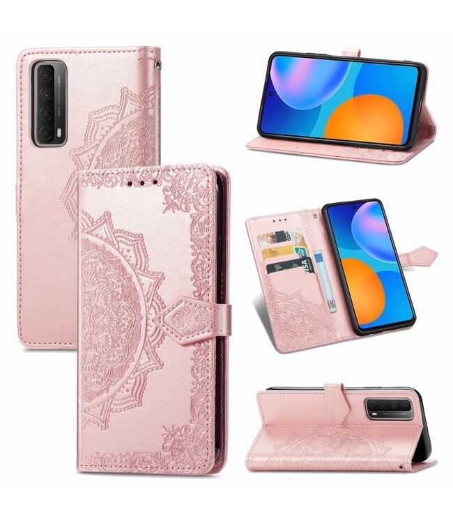 Rosegoud Mandala Bookcase Hoesje voor de Huawei P Smart (2021)