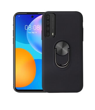 Zwart Ring Kickstand Hybrid Hoesje Huawei P Smart (2021)