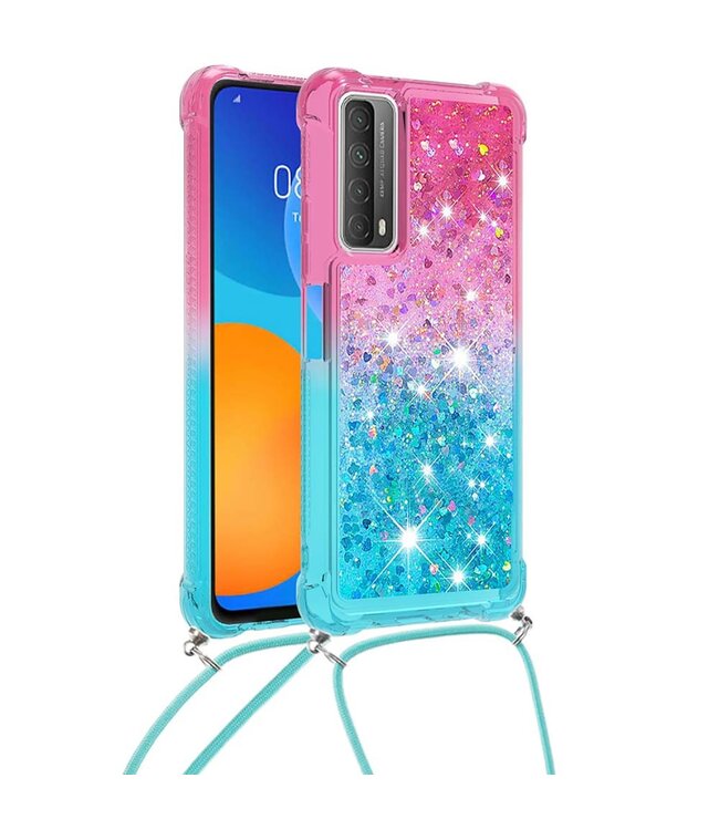 Roze / Blauw Glitters TPU Hoesje voor de Huawei P Smart (2021)