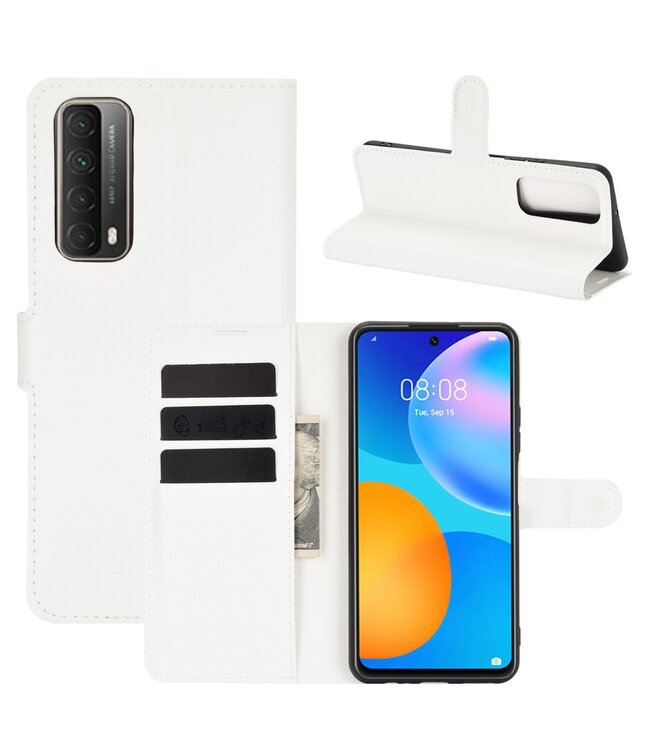 Wit Lychee Bookcase Hoesje voor de Huawei P Smart (2021)