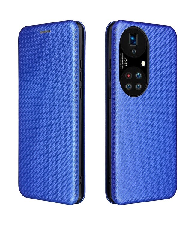 Blauw Carbon Hardcase Hoesje voor de Huawei P50 Pro