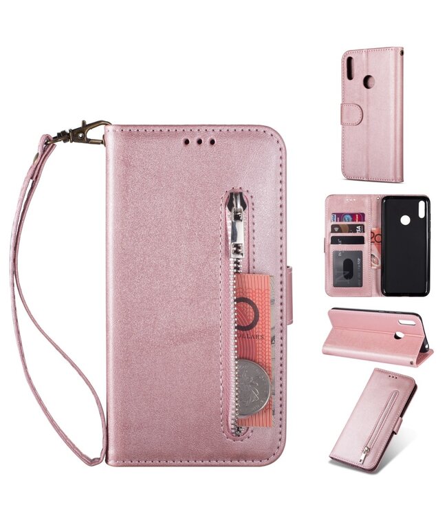 Rosegoud Portemonnee Bookcase Hoesje voor de Huawei Y6 (2019)