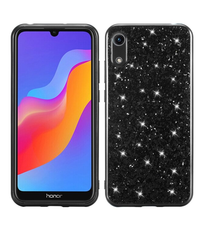 Zwart Glitter Hybrid Hoesje voor de Huawei Y6 (2019)