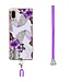Paarse Bloemen Sleutelkoord TPU Hoesje voor de Samsung Galaxy A02s