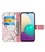 Roze / Wit Marmer Bookcase Hoesje voor de Samsung Galaxy A02s