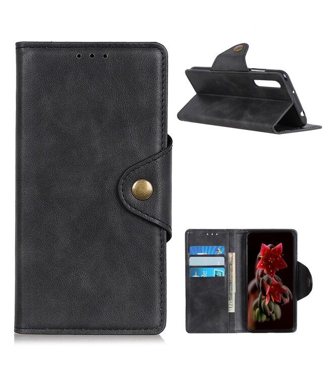 Zwart Elegant Bookcase Hoesje voor de Samsung Galaxy A02s