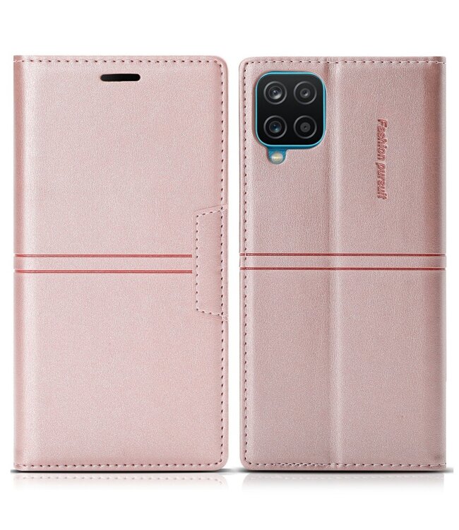 Rosegoud Bookcase Hoesje voor de Samsung Galaxy A12