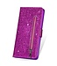 Paars Glitter Bookcase Hoesje voor de Samsung Galaxy A12