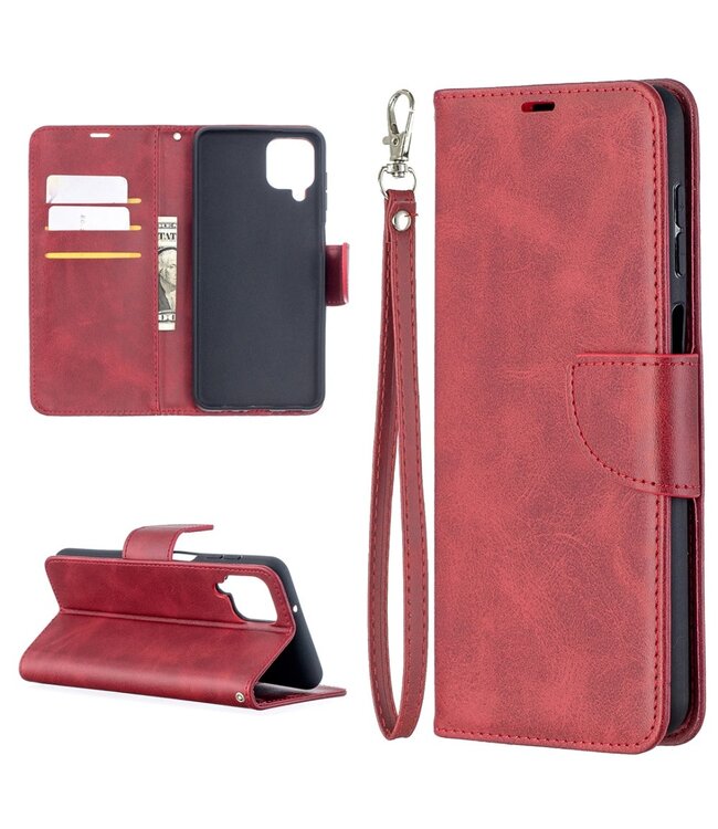 Rood Stijlvol Wallet Bookcase Hoesje voor de Samsung Galaxy A12