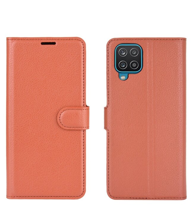 Bruin Lychee Bookcase Hoesje voor de Samsung Galaxy A12