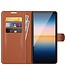 Bruin Lychee Wallet Bookcase Hoesje voor de Sony Xperia 10 III