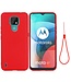 Rood Bandje Siliconen Hoesje voor de Motorola Moto E7