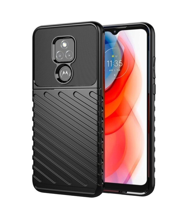 Zwart Twill TPU Hoesje voor de Motorola Moto G Play 2021