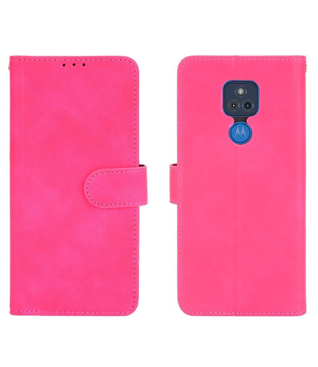 Roze Skin Touch Bookcase Hoesje voor de Motorola Moto G Play 2021