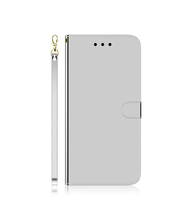 Zilver Spiegel Bookcase Hoesje voor de Motorola Moto G Play 2021